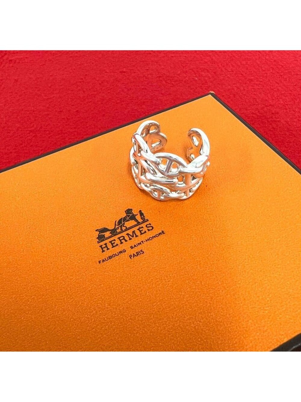 Hermes Chaine D'ancre Enchainee GM Ring 925 Sterling Silver